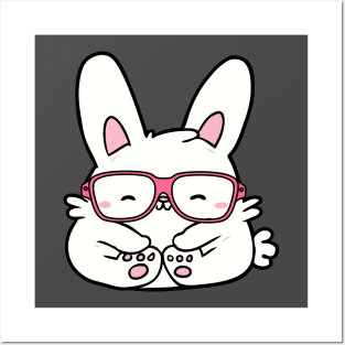 Bunny With Glasses Posters and Art